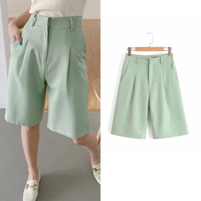 

Candy Colors Casual Blazer Shorts Women Elegant Loose All Match Simple High Waist Suit Shorts Sweet Girl Style Commute Clothing