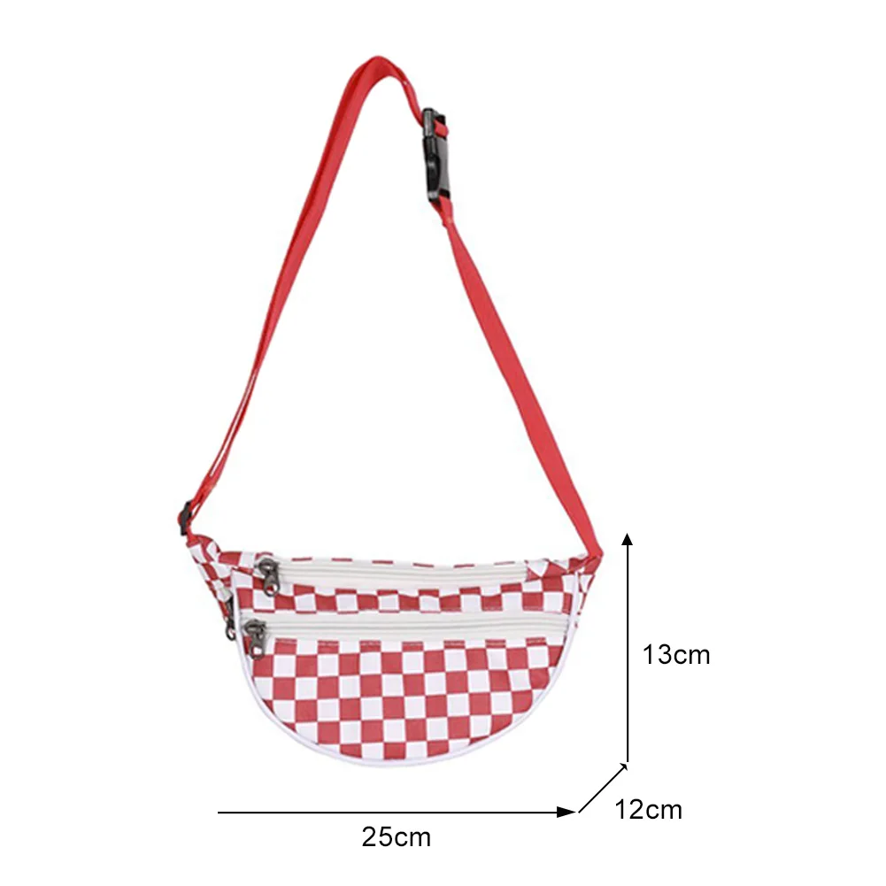 

Fashion Women Contrast Color Printing Shoulder Crossbody Messenger Bag Vintage Ladies Multi Layers Zipper Small Packs Waist Bags