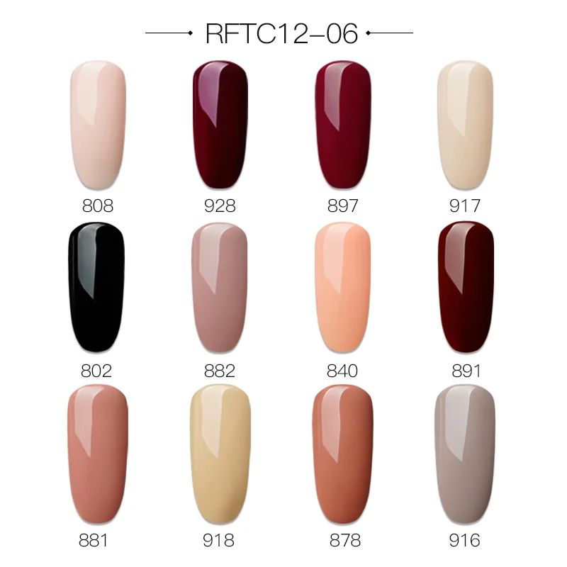 RFTC12-06 ROSALIND Гель-лак для ногтей набор 12 шт./компл. Радужный блестящий гель маникюрный набор блестящий набор для акриловых ногтей лак все для маникюра - Цвет: RFTC12-06