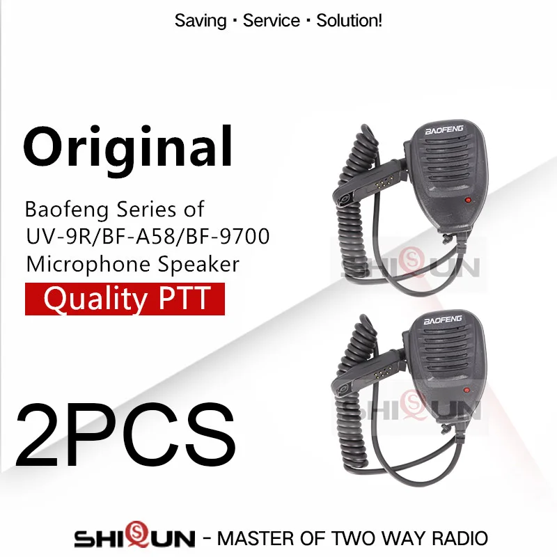 2PCS BAOFENG Walkie Talkie PTT микрофон динамик для UV-9R BF-A58 BF-9700 совместим с UV-XR UV-9R плюс GT-3WP UV-5S RT6 - Цвет: 2PCS