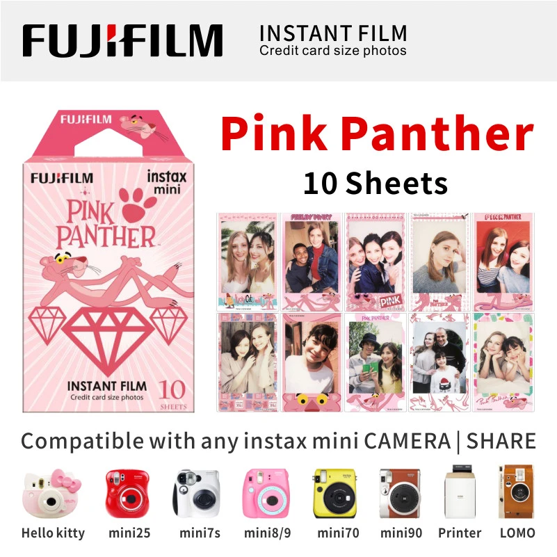 Pink Panthe 10 Sheet ЖК-дисплея с подсветкой FUJIFILM FUJI INSTAX MINI 9 пленка глянцевая фотобумага в 1 пакет для SP1 SP2 70 7cs 8 25 90 50 Lomo - Цвет: Pink Panthe 10 Sheet
