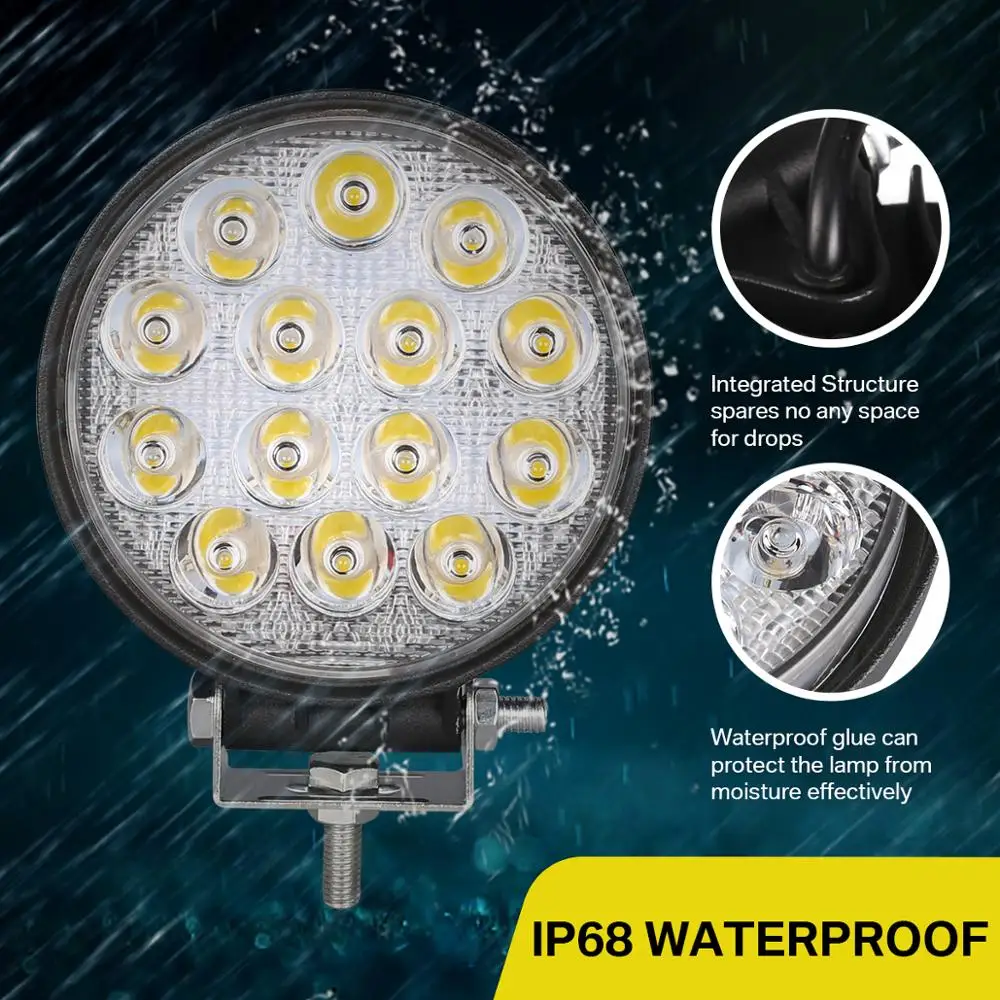 2 шт Автомобильный светодиодный рабочий светильник 4 дюйма 42W круглом тонком