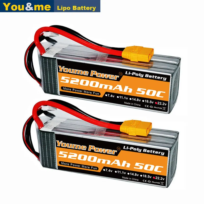 Youme 6S Lipo 22 2 в 5200 мАч аккумулятор с ру 50C Li Po батареи Deans Разъем для RC Quadrotor самолет
