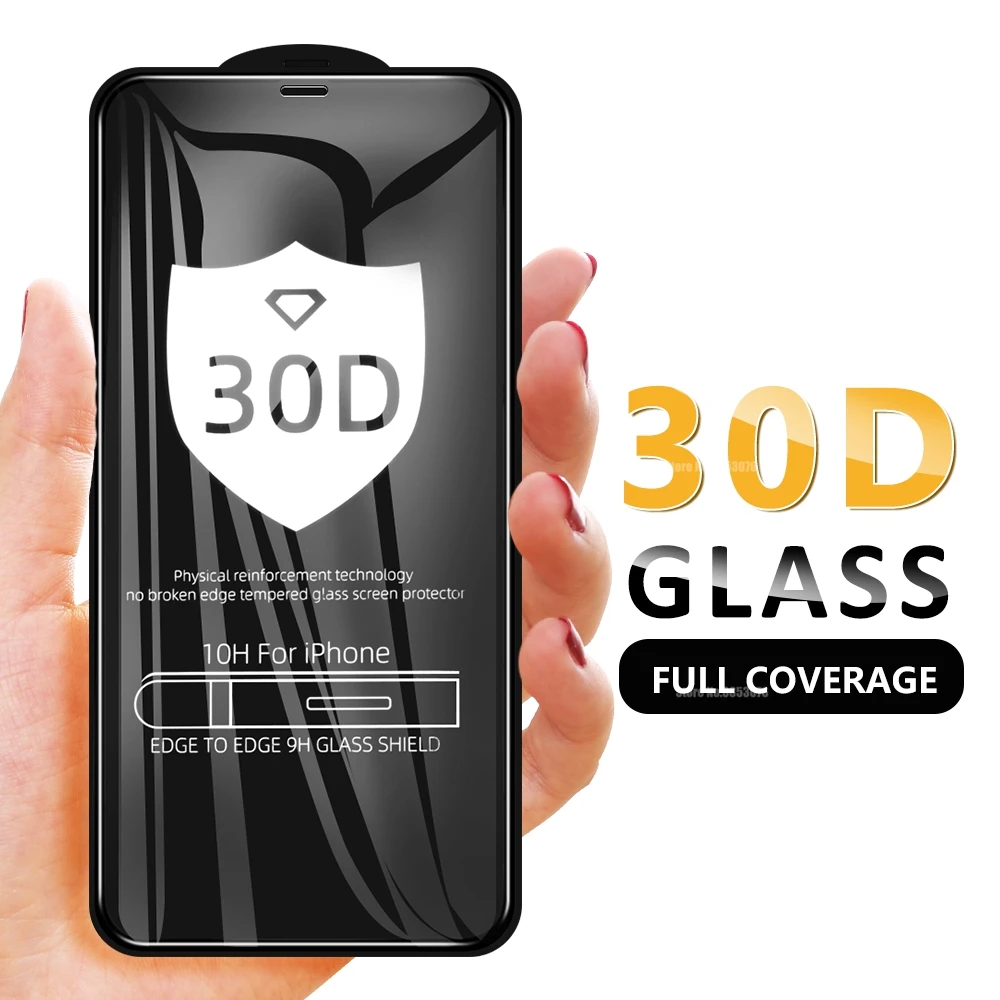 30D Защита экрана для iPhone 10 X XR XS 11 Pro Max полное покрытие закаленное стекло против