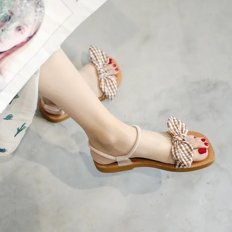 

Summer Bow-knot Women Sandals Ladies Hollow Out Buckle Flat Casual Shoes Female Soft Beach Shoes Gladiator Zapatos De Mujer
