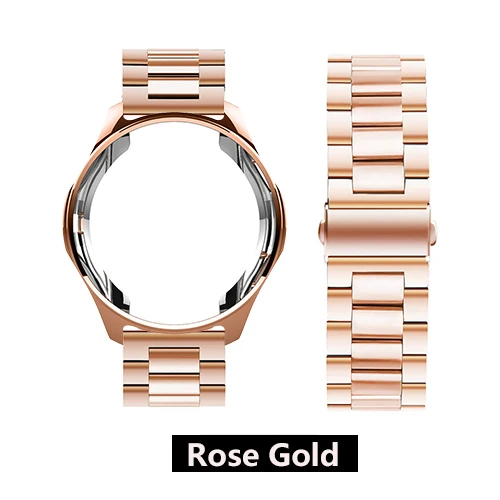 Rose Gold Ремешок+ чехол 20/22 мм ремешок для наручных часов для samsung gear S3 ремешок Galaxy watch 46mm 42 Нержавеющая сталь ТПУ покрытием защитный чехол - Цвет ремешка: Rose Gold