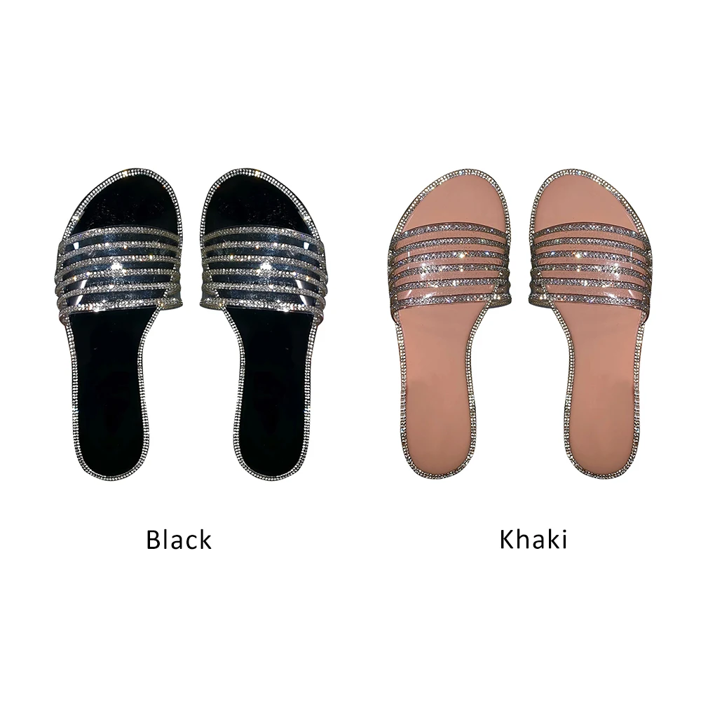

Summer Slippers Candy Color Jelly Shoe Sequined Flat Flops Women Beach outdoor Shoes Woman Bling Transparent Slides