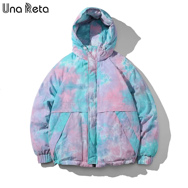 Зимняя мужская куртка Una Reta Tie Dye одежда в стиле пэчворк новые парные парки пальто