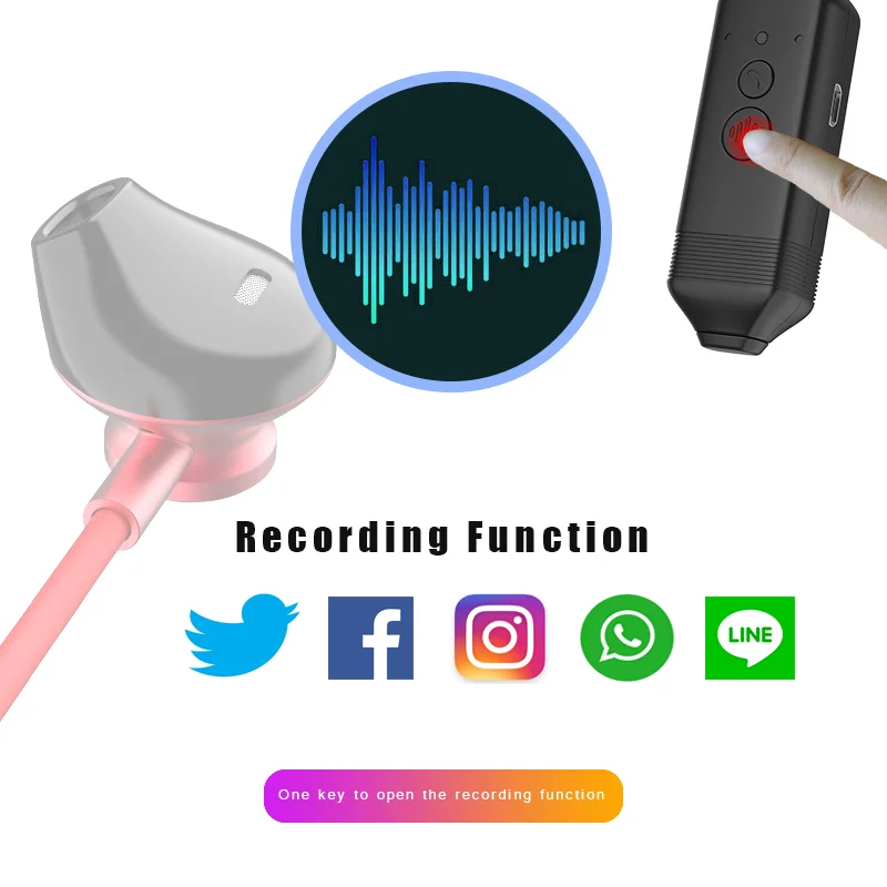 bluetooth call recording headset mobile phone call recording equipment phone call recorder earphones for iphone and android free global shipping