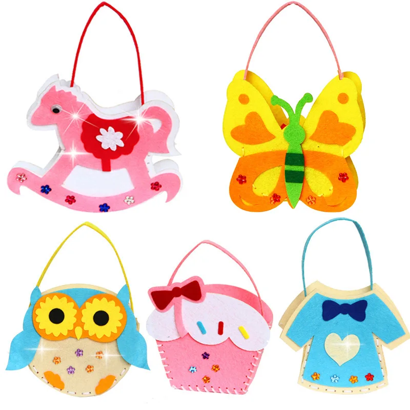 

Kids Non-Woven Fabric DIY Craft Toy Mini Bag Felt Handmade Cartoon Animal Children Handbags For Boys Girls Gift