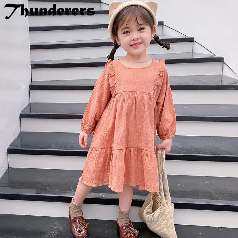 

Thunderers Spring Autumn Kids Princess Dress For Girls Long Sleeve Cute Sweet Girl Dress Fashion Cotton Toddler Baby Clothes