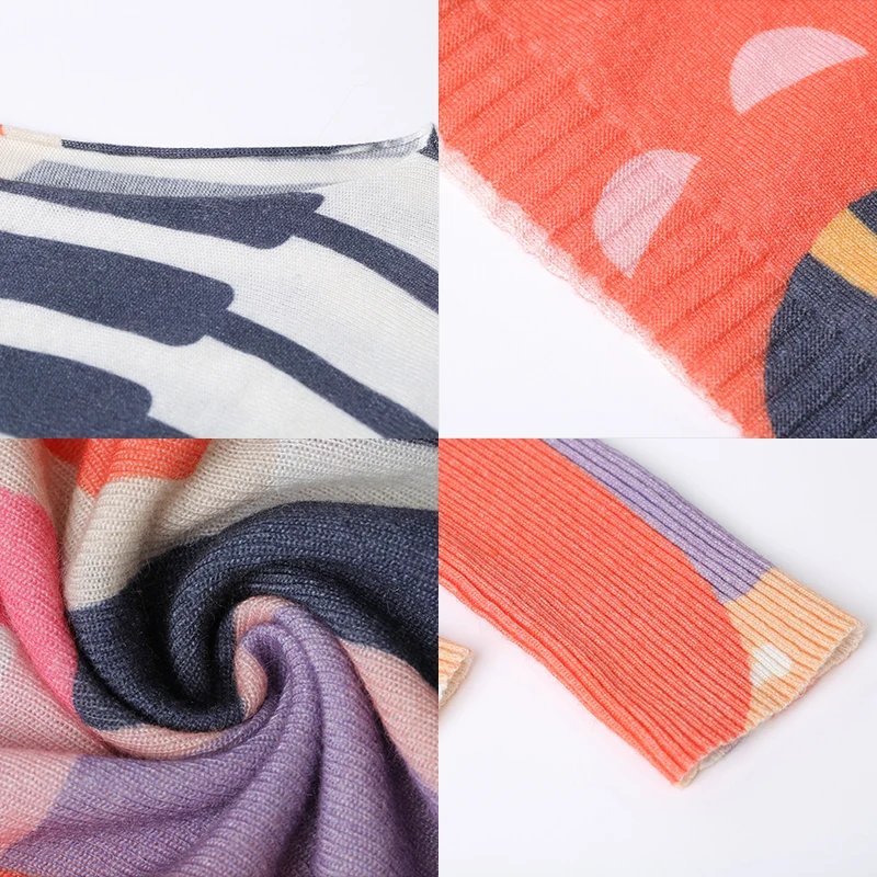 Batwing Sleeve Loose Women Sweater and Pullovers Knitted Oversized Dress Patchwork Print O-neck Wool Jumper Pull Femme | Женская одежда
