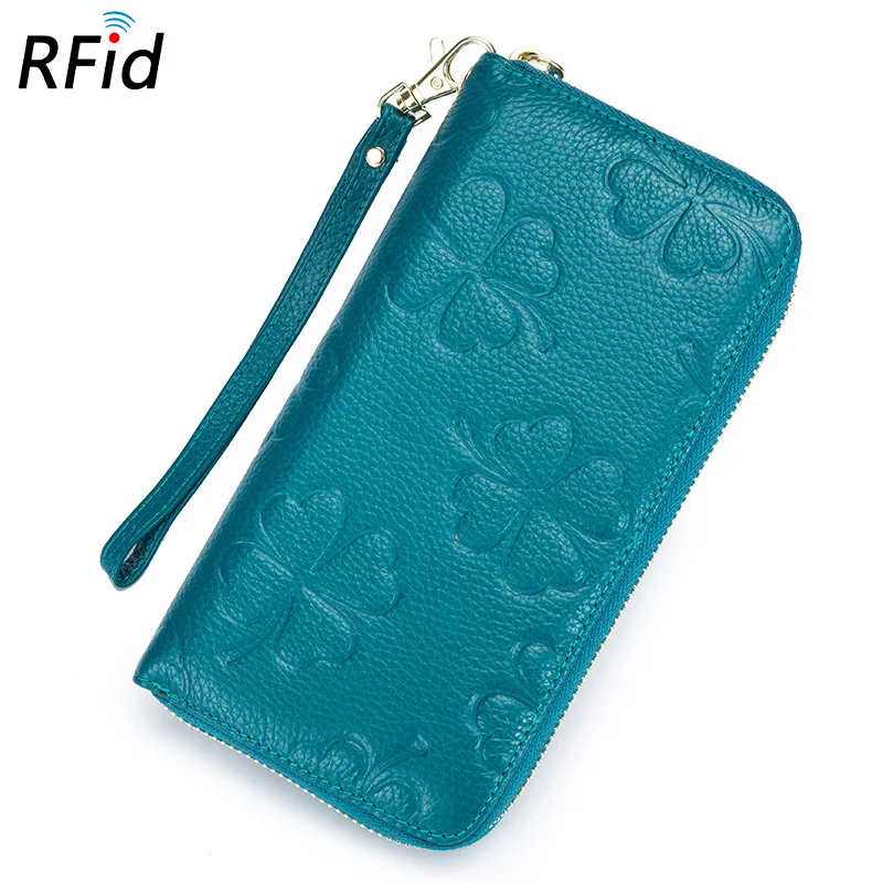 Женский кошелек для мобильного телефона Rfid длинный кожаный на молнии новый
