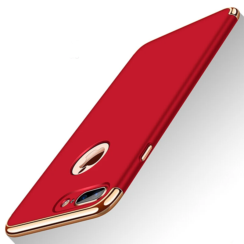 Красный Чехол для iPhone 7 8 Plus, роскошный Ультратонкий жесткий защитный чехол Mofi 3 в 1, черный чехол для задней панели Чехол для iPhone 7 8 Plus - Цвет: Красный
