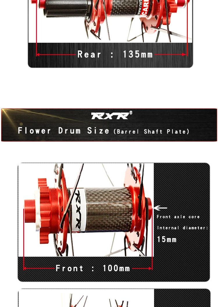 RXR горный велосипед внедорожный MTB Углеродные колеса 26 дюймов RC3 дисковый тормоз 5 подшипников 7-11speed через ось/QR колеса велосипеда