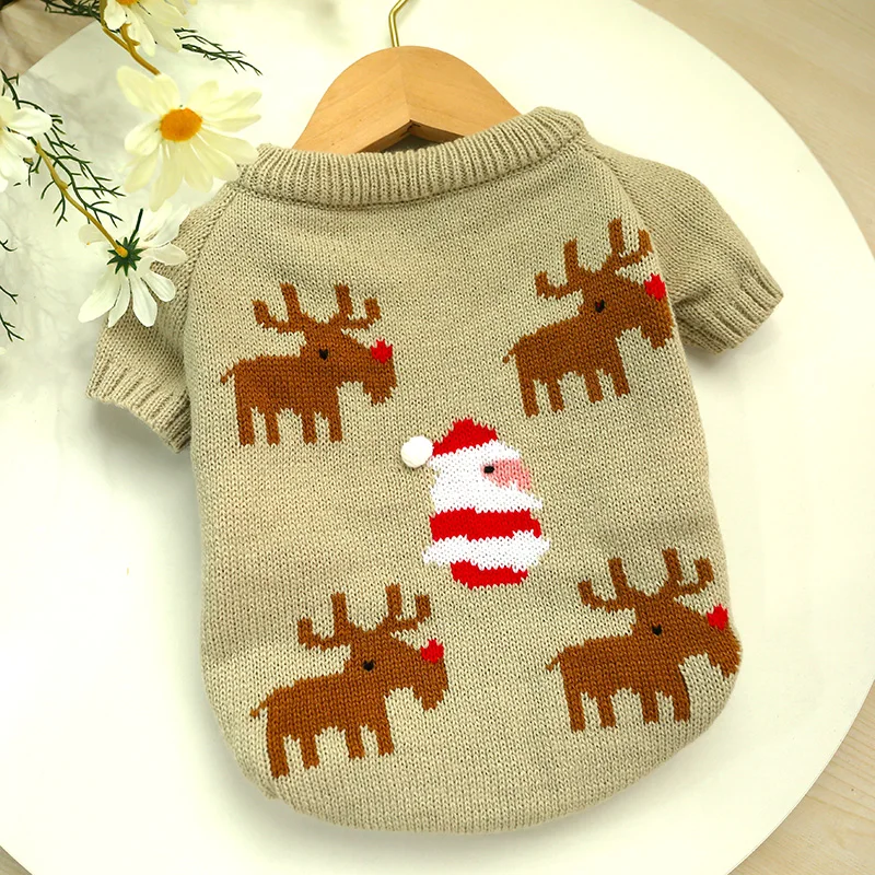 Свитер с французским бульдогом одежда для собак Mi lu Санта Клаус Зимний