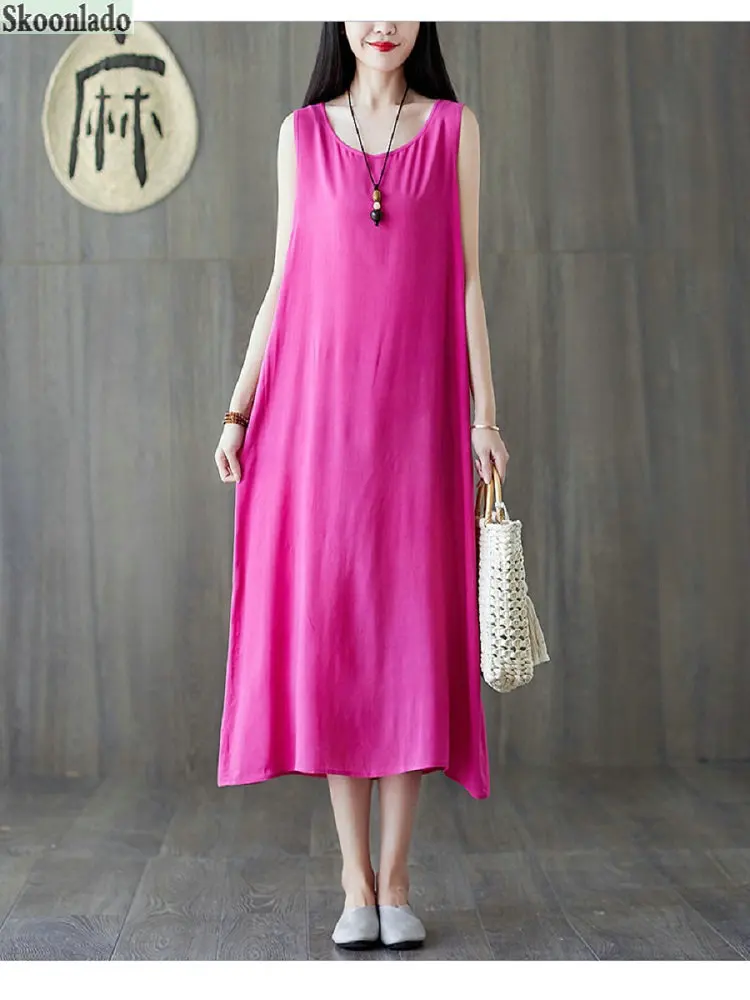 Новинка женское длинное платье из хлопка и льна летние платья хорошего качества