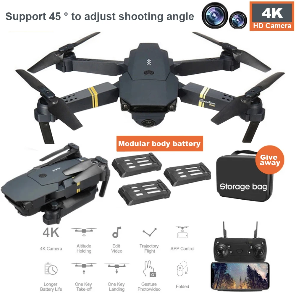 

WIFI FPV With Wide Angle Mini HD Drone 4k Profesional Camera Hight Hold Mode Foldable Arm RC Quadcopter Drone X Pro RTF Drone
