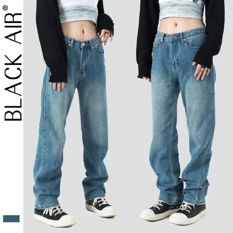 

Spring and Autumn new street girls lightning pattern natural shade straight leg jeans for women