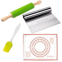 baking setsilicone basting mat with rolling pin for baking cookie chapati fondant dough pastry pizza pie crust