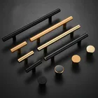 Современная простая американская дверная ручка для шкафа, шкаф, золотая, медная, матовая, черная мебель для шкафа, мебель с одним отверстием