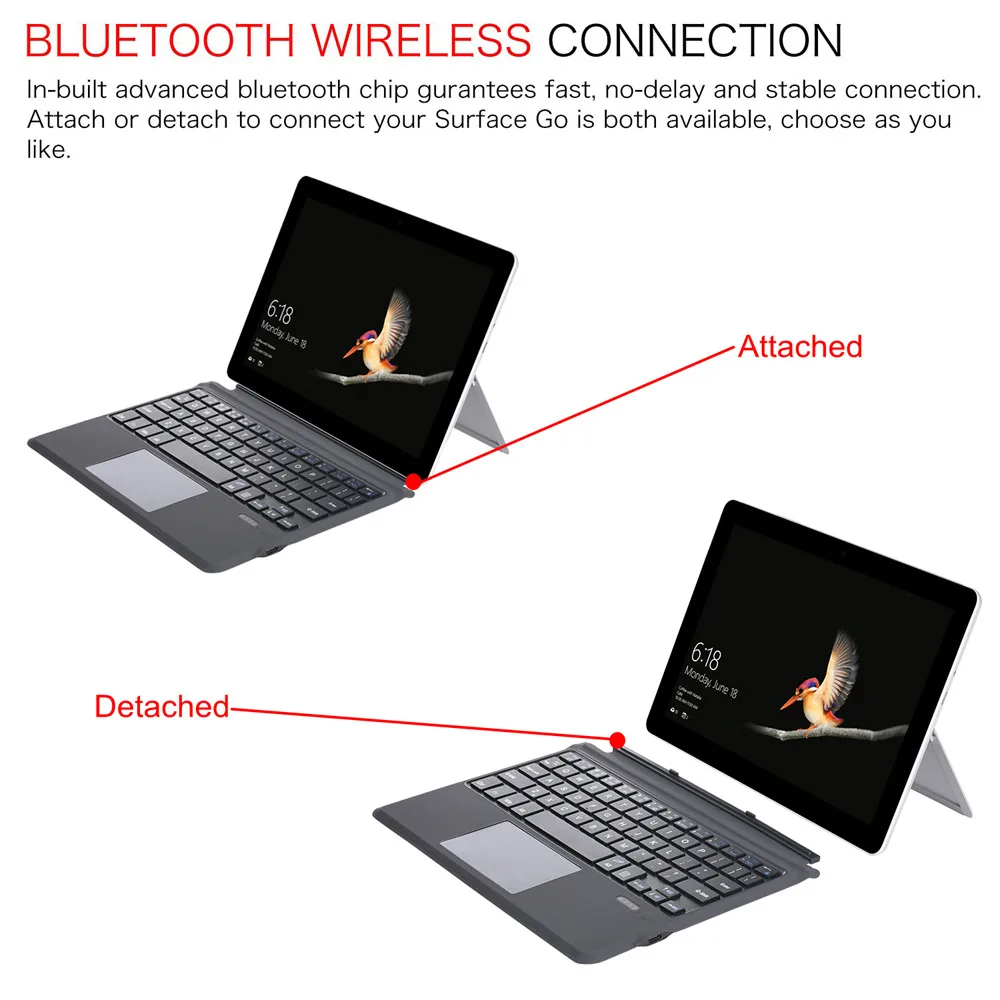 Ультра-тонкий легкий Перезаряжаемые Беспроводной Bluetooth клавиатура с сенсорной панели для microsoft поверхности Go 10 планшет Тип крышка