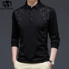 Мужские футболки-поло, весна-осень, с принтом, с длинным рукавом, приталенные, в Корейском стиле, повседневные, T1069