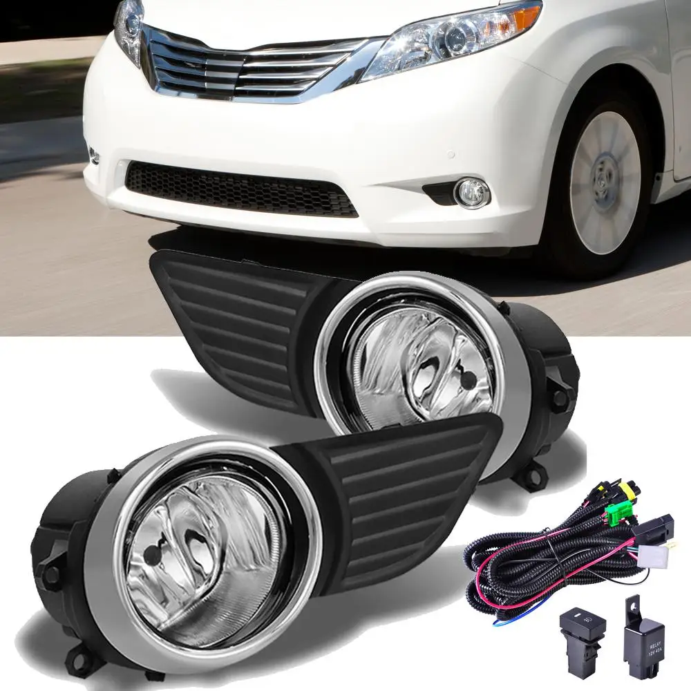 Для Toyota Sienna 2011-2017 прозрачный Стекло бампер противотуманные фары гриль-лампа провода выключатель проводки + лампы