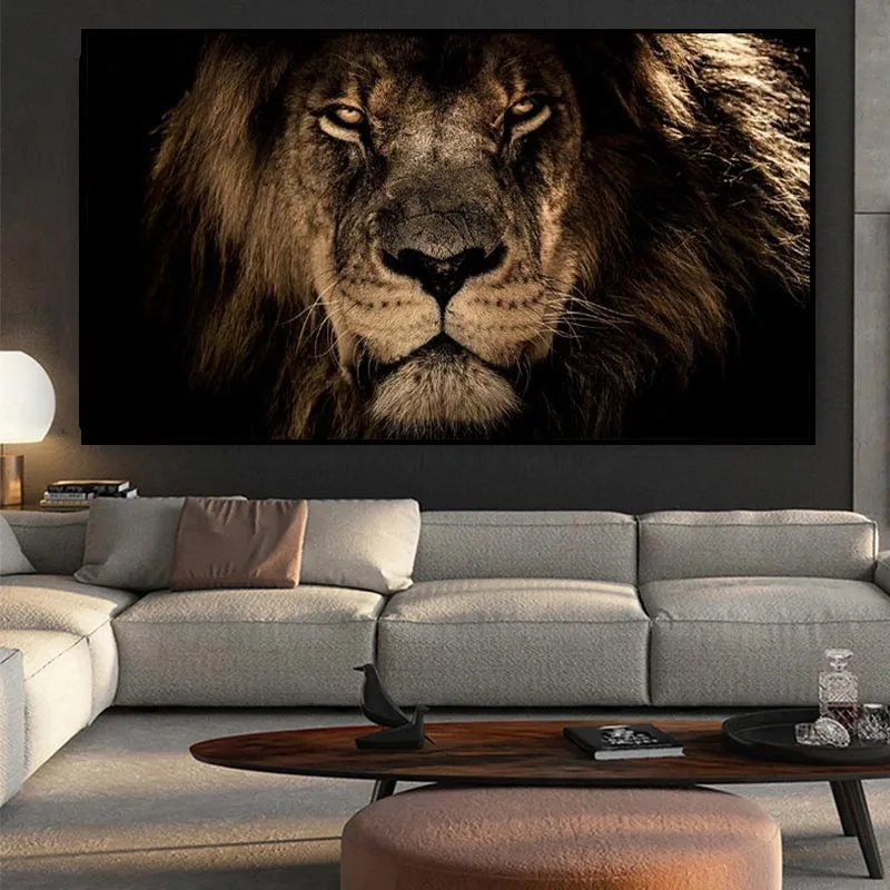 

African Large Lions Face Canvas Paintings on the Wall Art Prints And Posters Animals Lions Art Pictures For Living Room Cuadros
