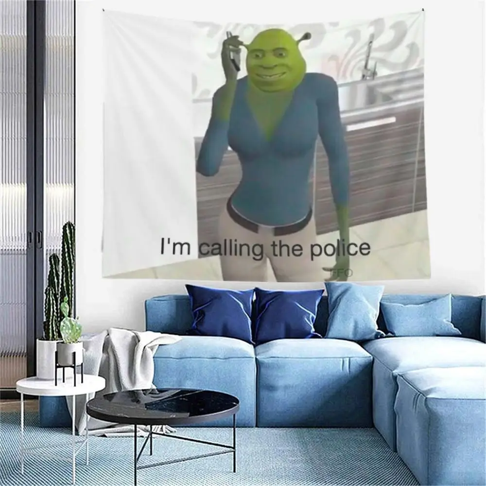 Гобелен Im call The Police Meme Забавный настенный гобелен Шрек в стиле хиппи коврик для