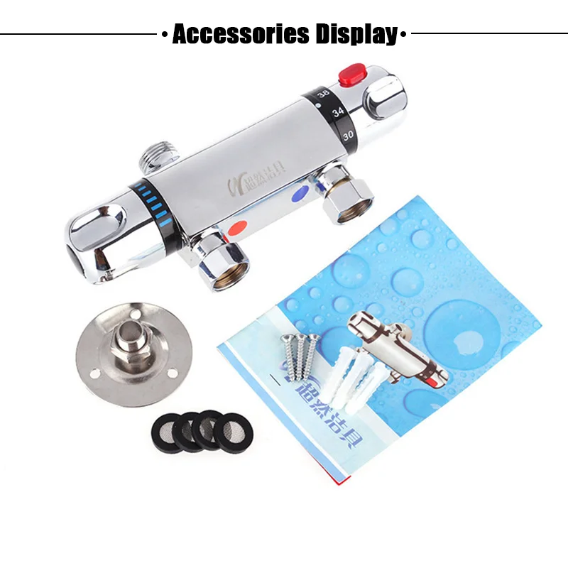 

Shower Thermostatic Mixer Faucet Hot And Cold Copper Pipe System 38For Bathroom Shower Double Rain Shower Head