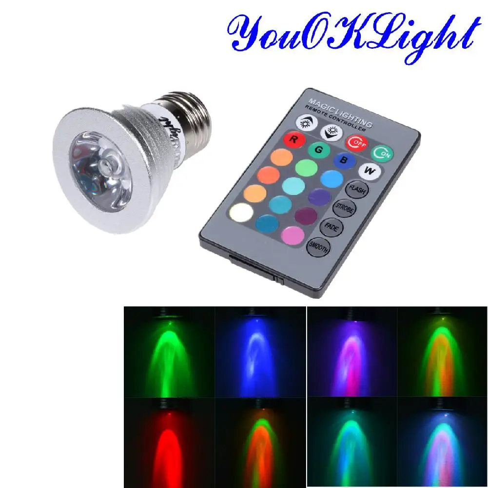 Точечный светодиодный светильник HiMISS E27 3 Вт RGB с дистанционным управлением 16