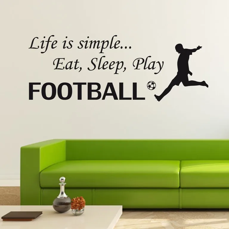 

Aufkleber Kinder Quote Wall Decals Leben Ist Einfach Essen Schlaf Paly Fußball Wand aufkleber Aufkleber Wand Poster Mode