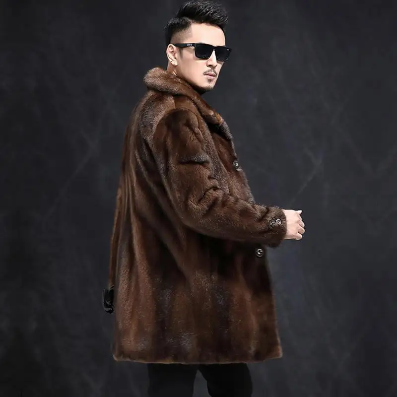 

2022 Autumn Winter Men Faux Fur Coat Jacket Male Fashion Loose Warm Coat Male Streetwear Thicken Outwear Casual Overcoat E503