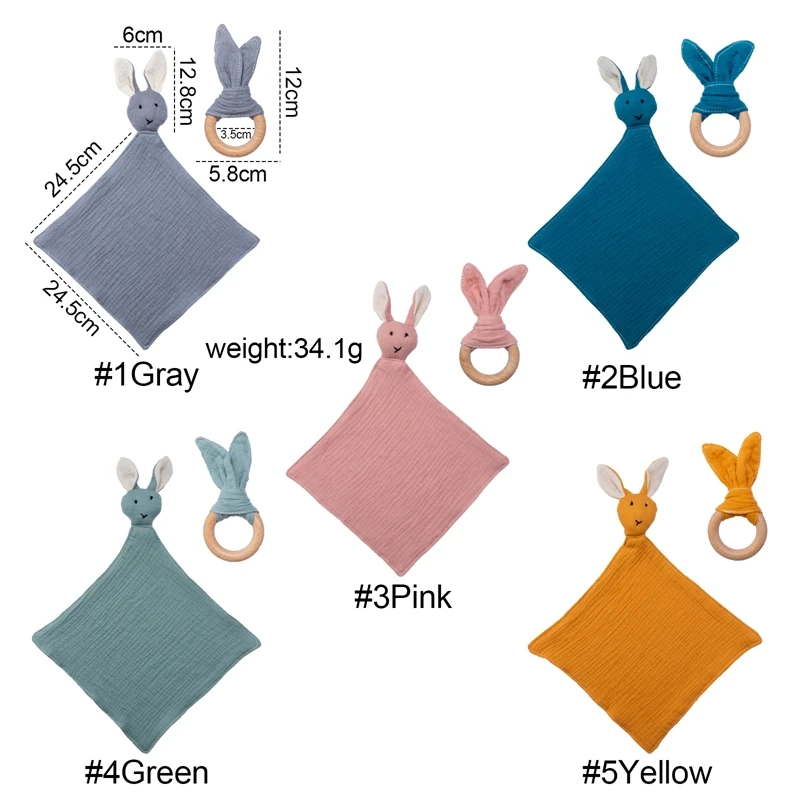 1set Baby Triangle Scarf Cotton Bibs Cartoon Bunny Bib Solid Color Infant Burp Cloth Feeding Saliva Towel Birthday Gifts - купить по