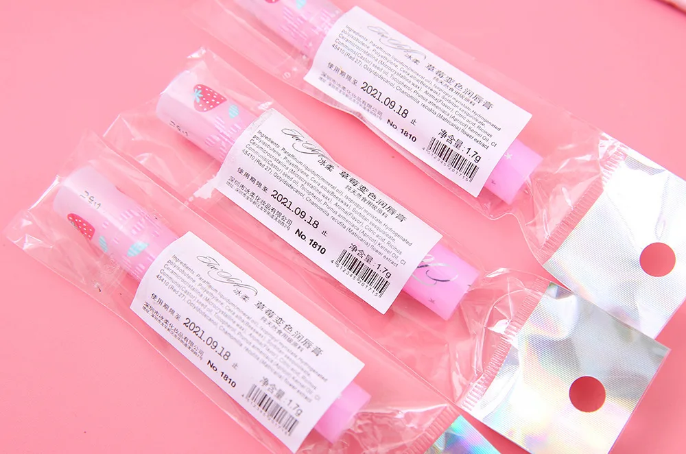 Мелкий клубничный цветной бальзам для губ непрерывный увлажняющий согревающий