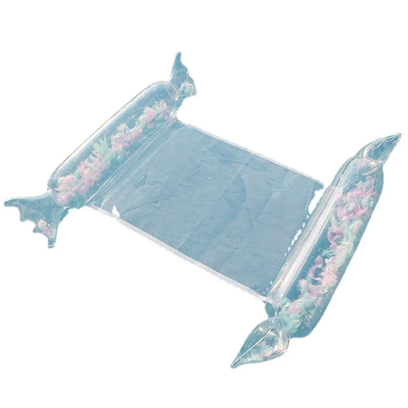 

2021 Hot Sale Water Lying Chair Candy Feather Sequins Water Floating Bed Feather Inflatable Hammock Water Floating Supplies