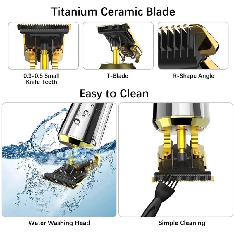 

Electric Men Hair Trimmer Rechargeable Hair Clippers Low Noise Hair Cutting Kit P9YD