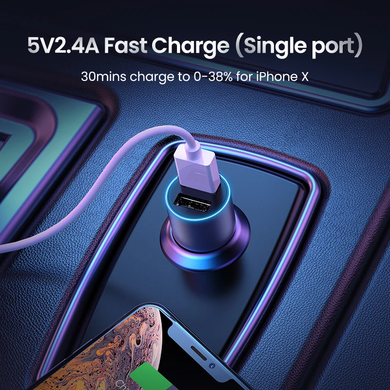 Автомобильное зарядное устройство Ugreen 5 в 3 6 а с двумя металлическими usb портами