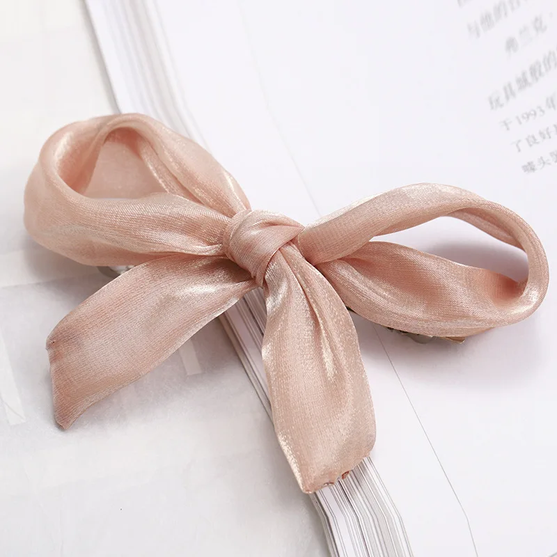 pink 1 шт. новые летние корейские Модные Дизайнерские однотонные кружевные заколки для волос с бантом розовая пряжа с большим бантом заколки для волос аксессуары для женщин - Цвет: pink