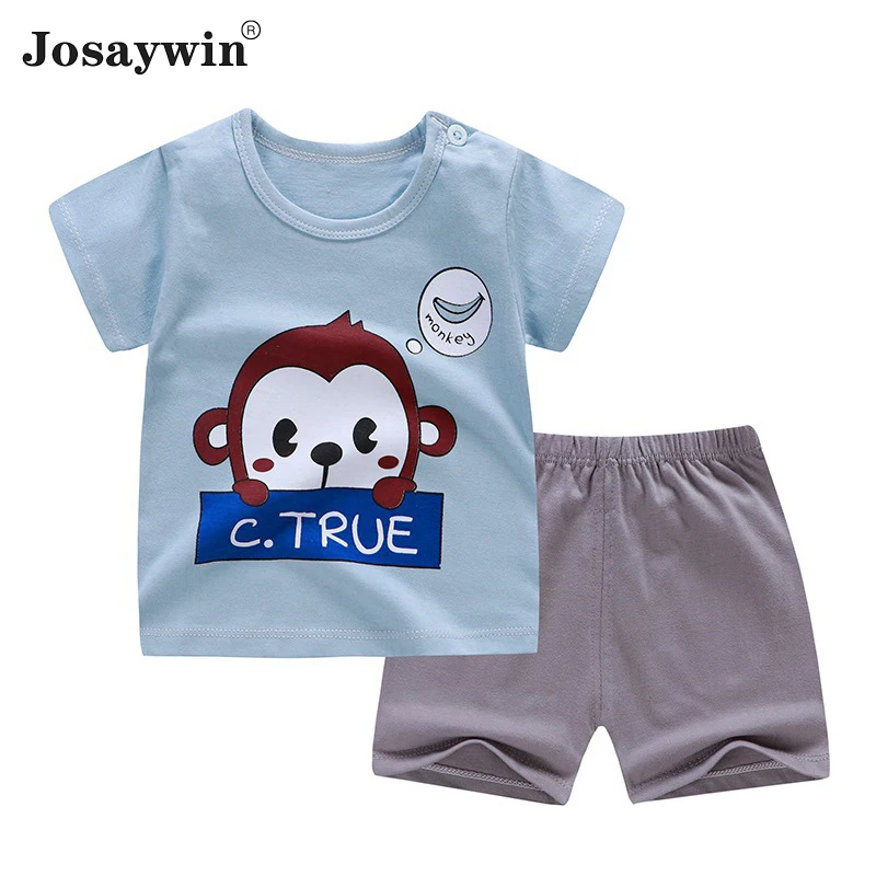 Summer Children Suits Kids Girls Boys Cartoon Cotton 2 Pieces Sets Sleeveless Top+shorts Newborn Baby Clothes Sets Baby Clothes