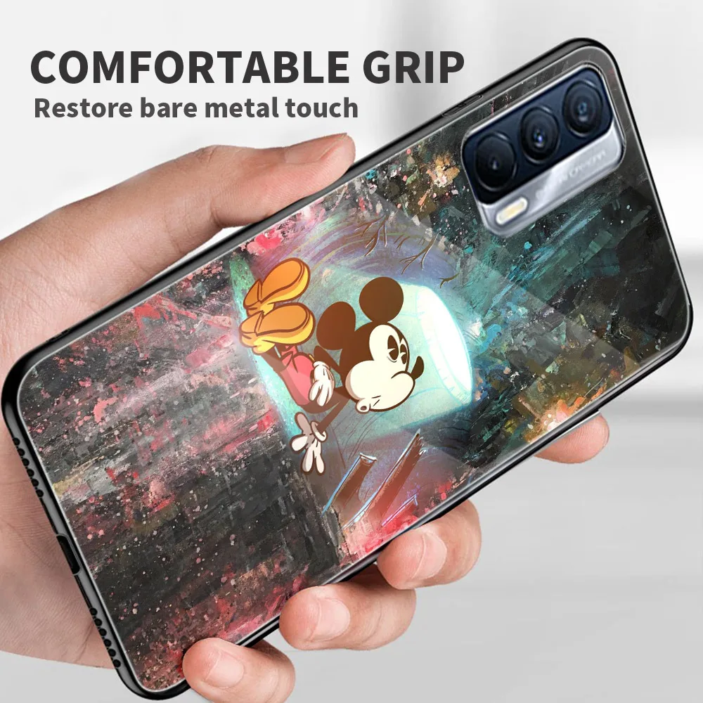 mickey mouse tempered glass cover for realme 7 7i xt c3 6 5 pro for oppo a9 2020 a52 find x2 lite phone case free global shipping
