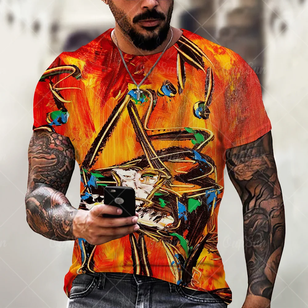 

Flame Playing Card Pattern Men's 3D Printing T-Shirt Summer Fashion Street Hip-Hop Trend Personality Wild Loose Oversize Top 6XL