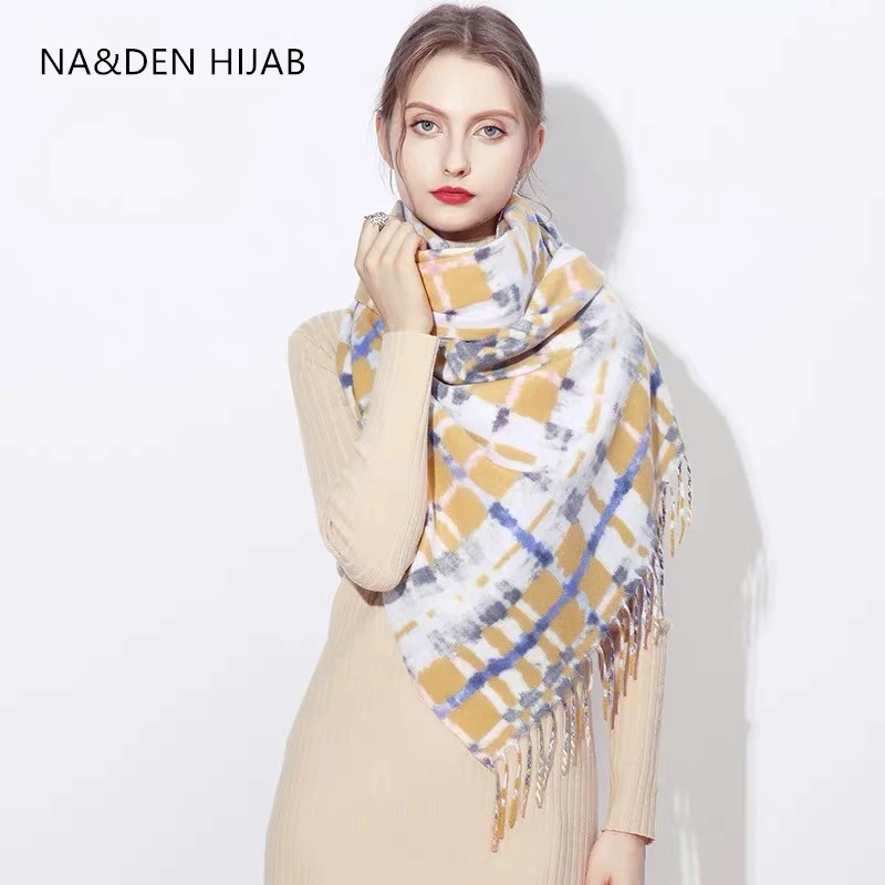 

Women/Men Scarf Plaid tassel Shawls and Wraps Lady long pashmina Stoles Cotton Cashmere Pashmina winter warm 2019