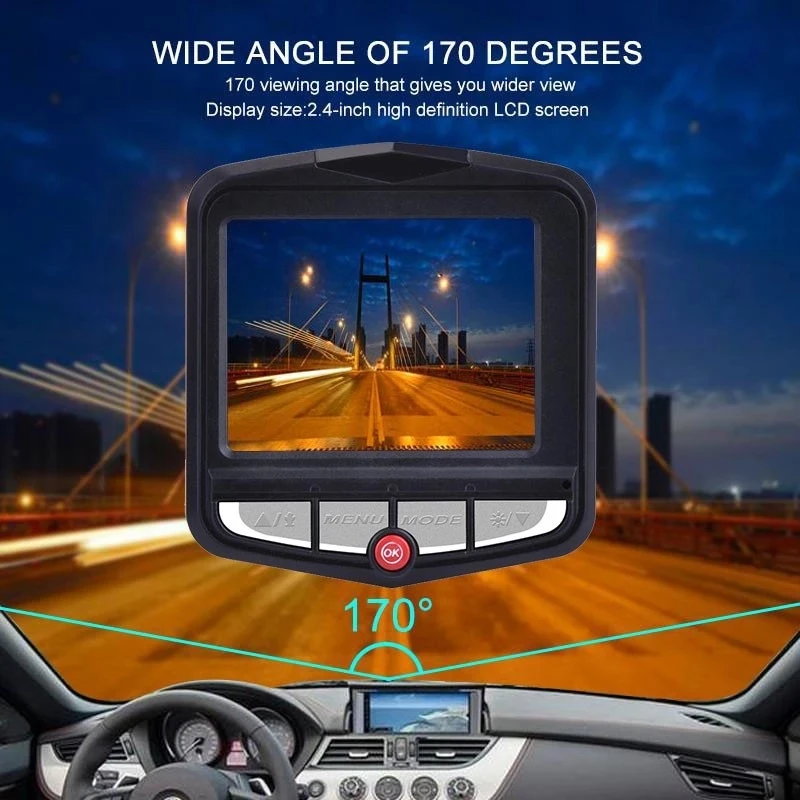 

1080P 170 Degree Viewing Angle Dashcam Video Recorder Registrar Creative Dash Cam HD Night Vision Shield Shape Car DVR Camera
