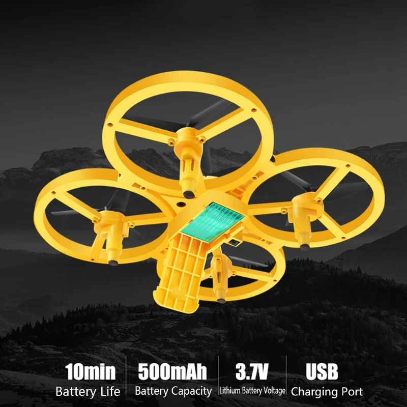 

Children Mini Smart Watch Remote Sensing Gesture Drone Noctilucent Interaction RC Toy with 360 Flips Led Light