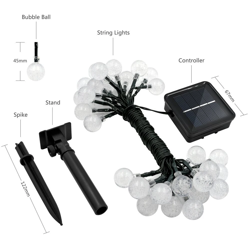 

20/30/50 LEDs Outdoor Solar Light 8Modes Crystal Ball LED Solar Lamp String Fairy Lights Hanging Christmas Solar Lights Decor