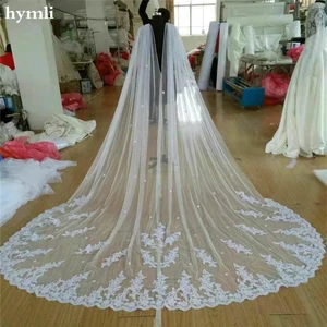 Новый собор Длина свадебный плащ-накидка, накидка на шнуровке Длинные аксессуар для свадебного платья в белом цвете, молочно-белый, цвет слоновой кости