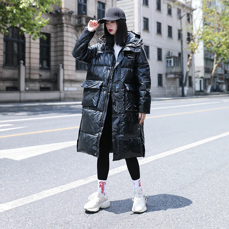 2021 Winter Parkas Long Cotton-padded Coat Hooded Outwear Padded Woman Parkas Jackets Women Fashion Straight Loose Coats