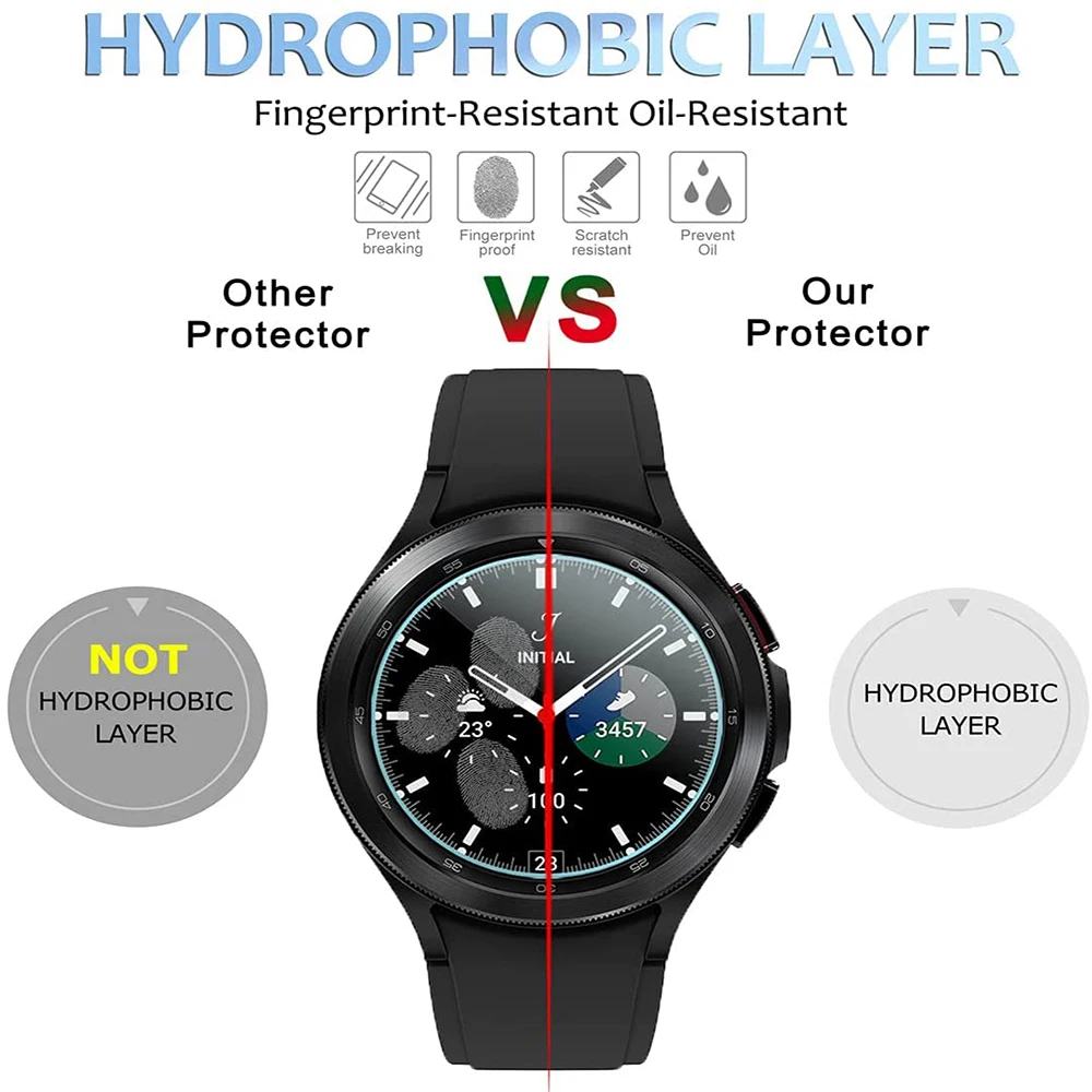 4PCS Tempered Glass Film For Samsung Galaxy Watch 4 40mm 44mm Watch4 Classic 42mm 46mm HD Clear Full Screen Protector Film